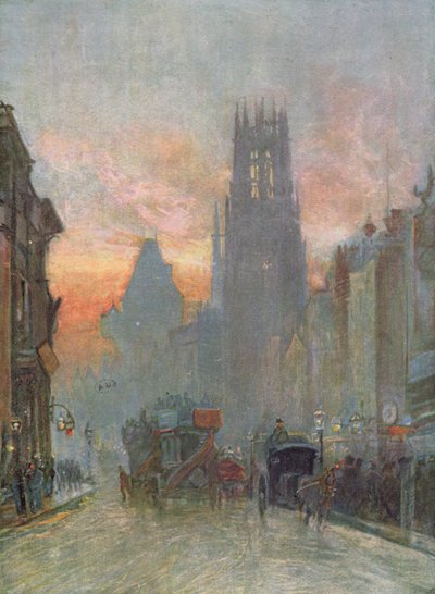 View looking down Fleet Street, London, late 19th century by Herbert Menzies Marshall